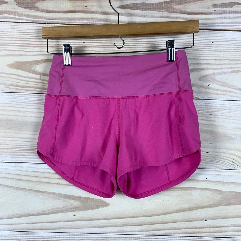 Lululemon Speed Up Shorts Womens 2 Pink High Rise Lined Running Athletic 2.5
